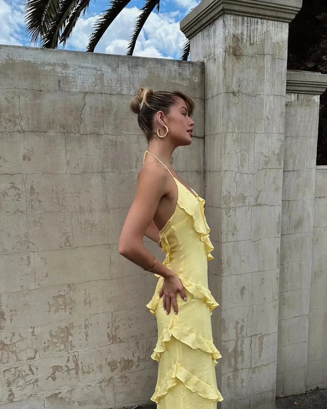 Havana Diagonal Ruffle Maxi Dress