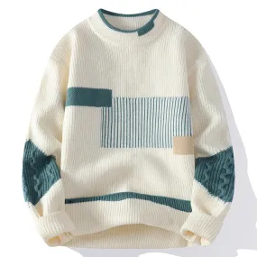 Jules & Jade™ | Men's Mock Neck Patchwork Jumper