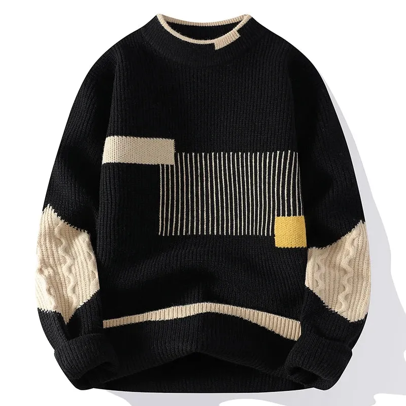 Jules & Jade™ | Men's Mock Neck Patchwork Jumper