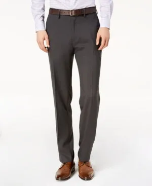 Kenneth Cole Reaction Mens Modern fit Dress Pants 36 / 30 Grey Solid Stretch