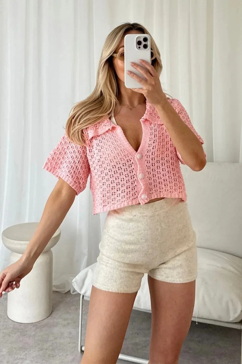 Knit Hollow Out Top and Long Skirt Suit