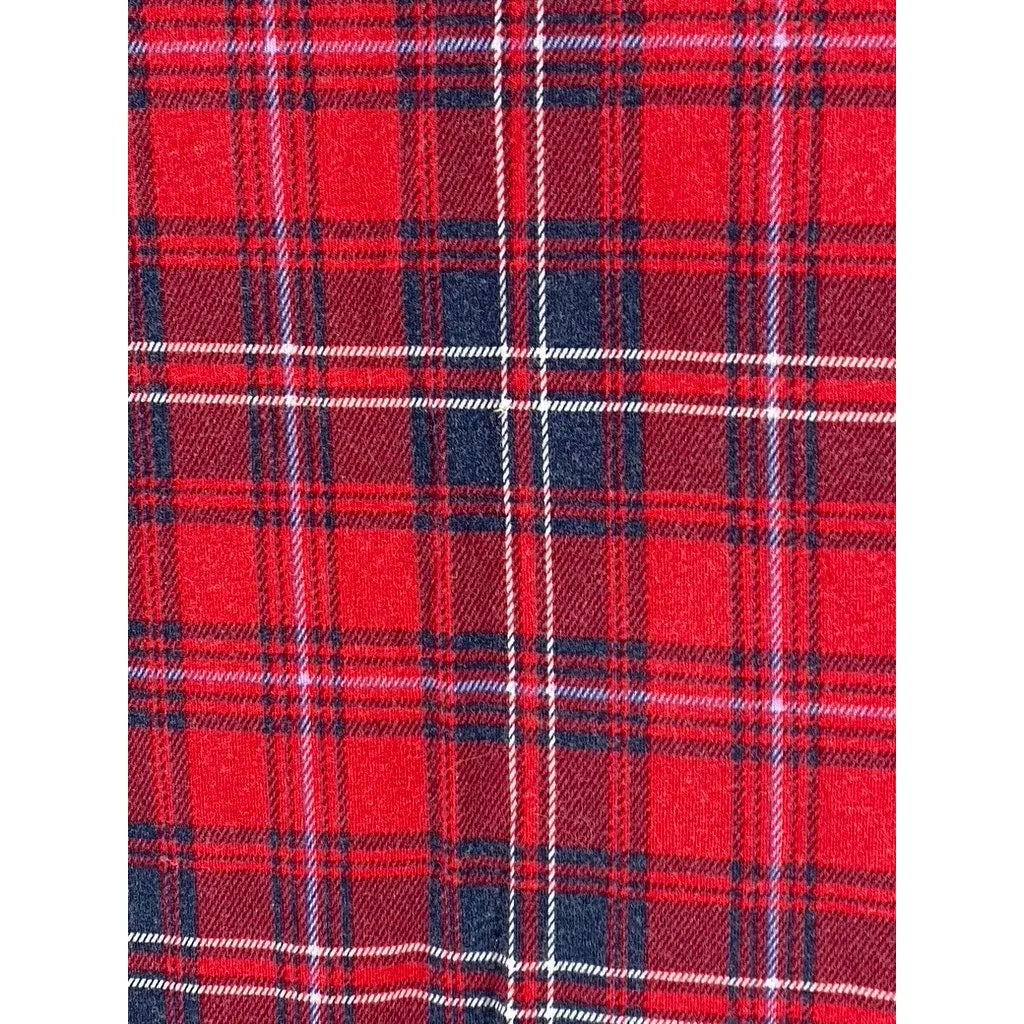 LANDS END Women's Tall Red/Navy Plaid Shaped-Fit Pullover Turtleneck Top SZ M/T