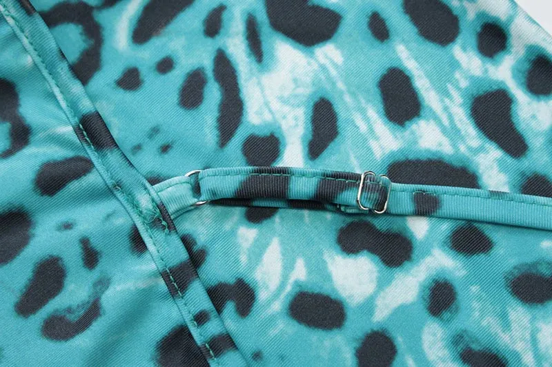 Leopard Turquoise Cami Dress - Evening Elegance
