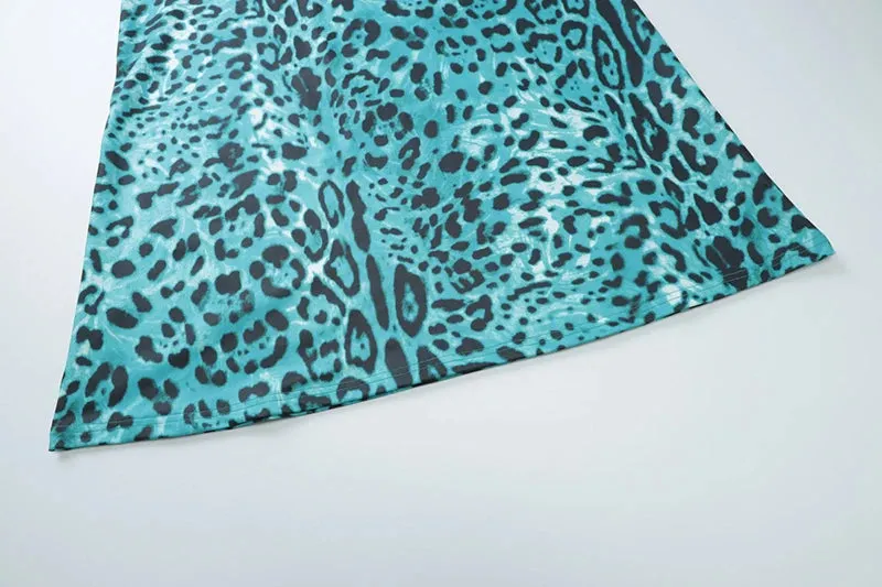 Leopard Turquoise Cami Dress - Evening Elegance