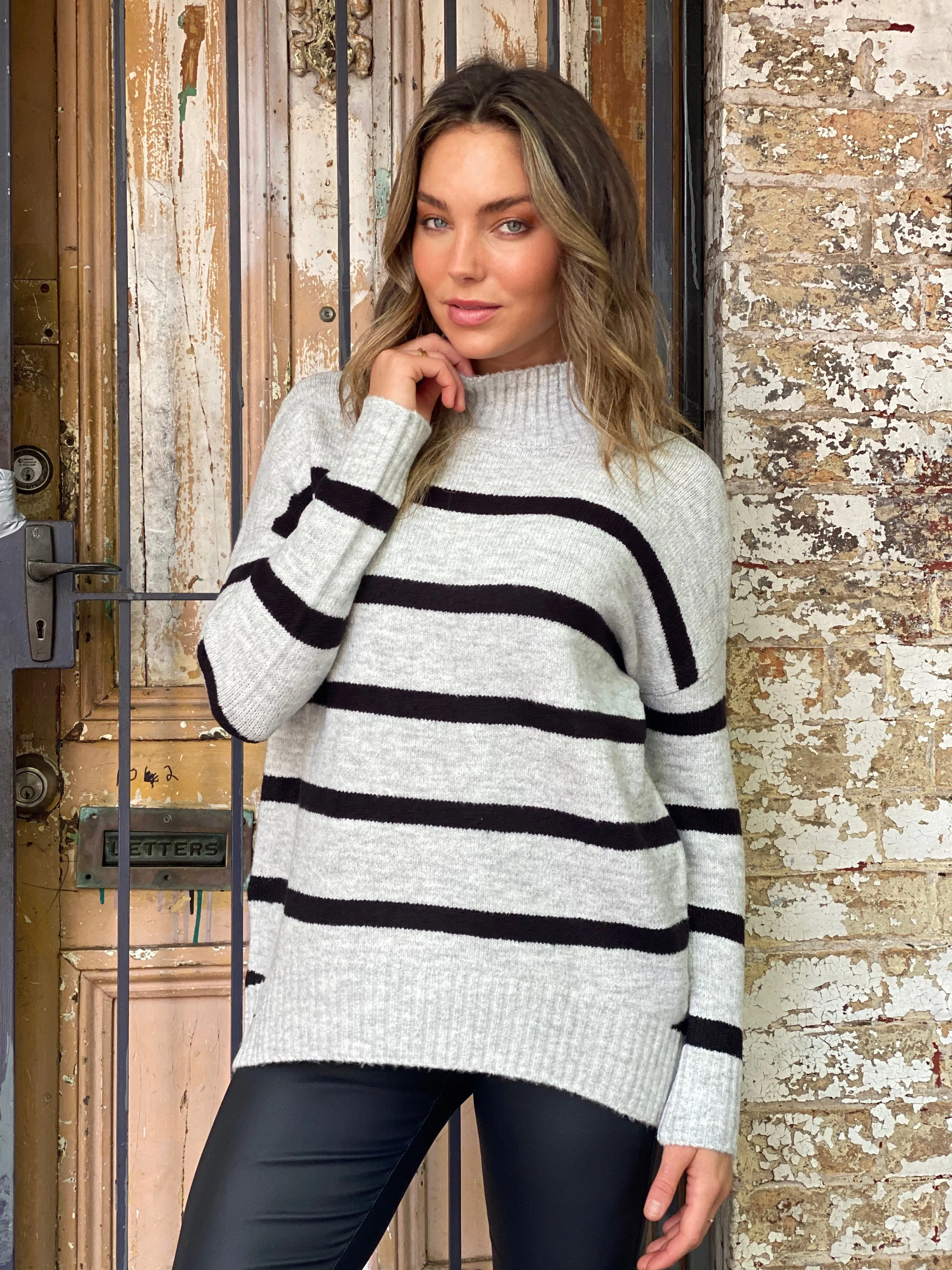LY420TB Striped Turtle Neck Knit Jumper (Pack) New Arrival