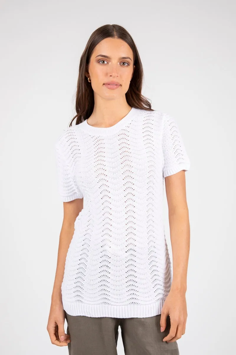 Marlow - Palmer Edit Mesh Knit Tee - White