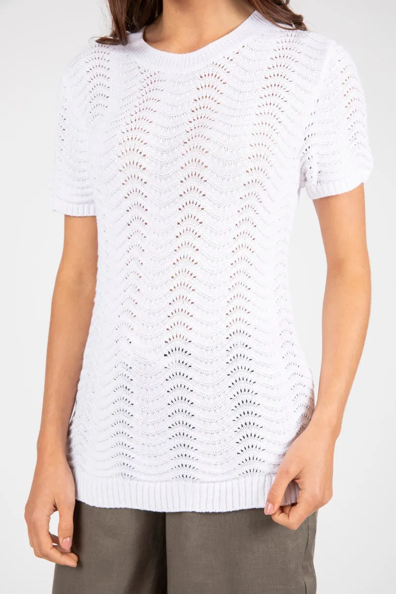 Marlow - Palmer Edit Mesh Knit Tee - White