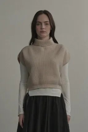 [MAUSOLEUM] SS 25 Haze Turtleneck Knit Vest-Brown