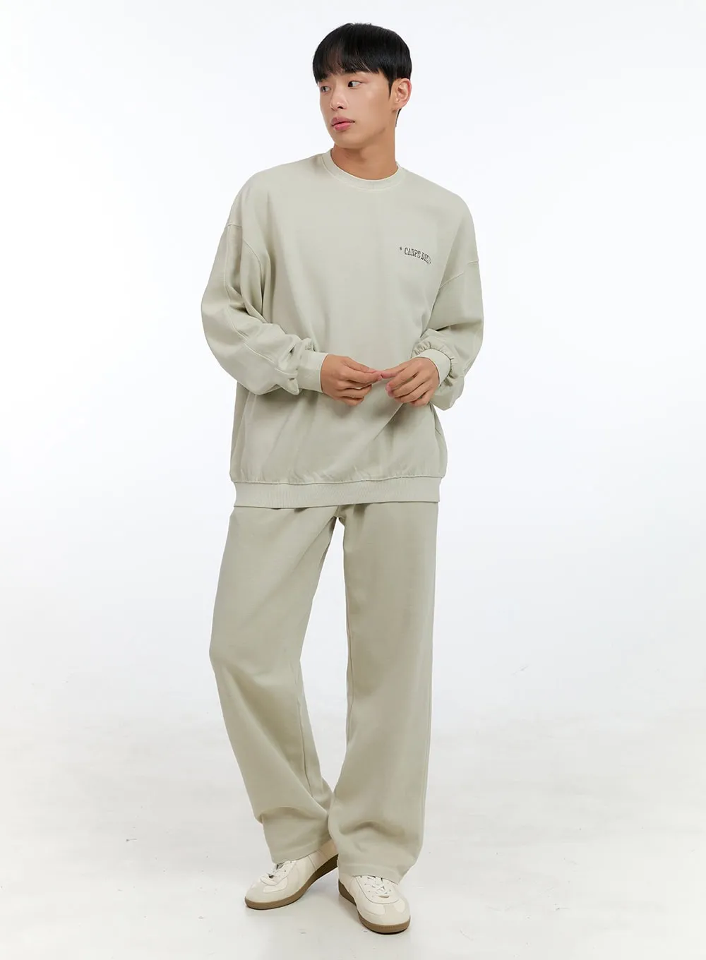 Men's Washed Cotton Sweatpants (Beige) IG422
