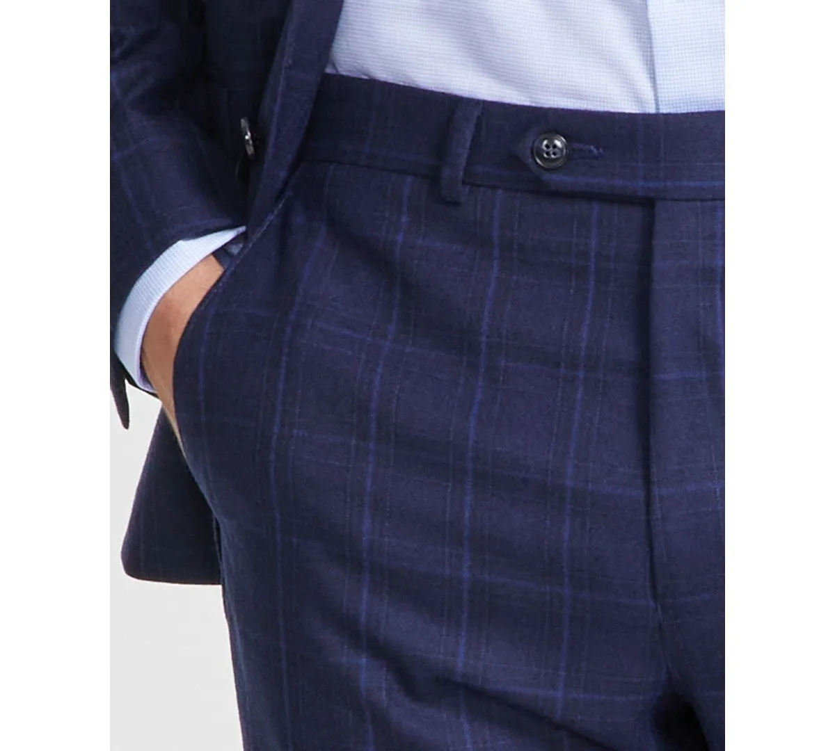 Michael Kors Mens Classic fit Dress Pants 40 / 30 Blue Check Stretch