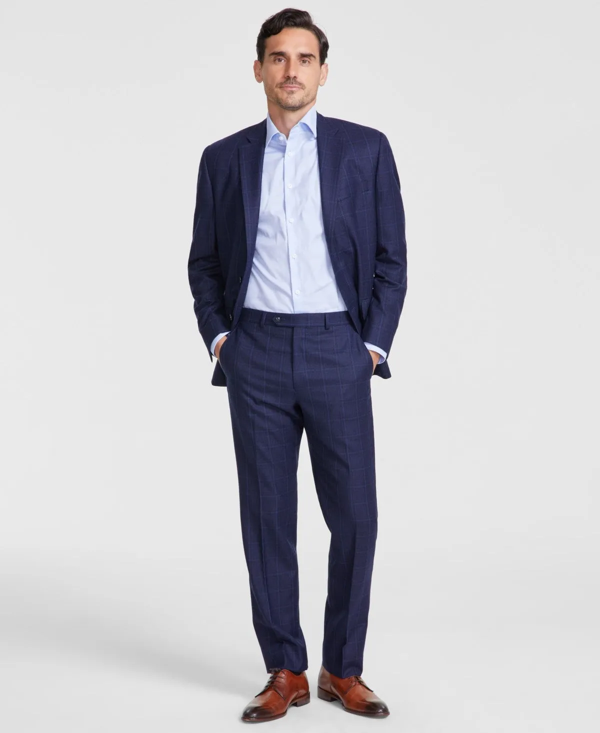 Michael Kors Mens Classic fit Dress Pants 40 / 30 Blue Check Stretch