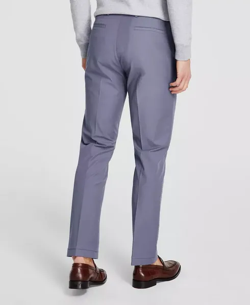 Michael Kors Men's Classic Fit Flat Front Cotton Dress Pants Ash Blue 34 x 34