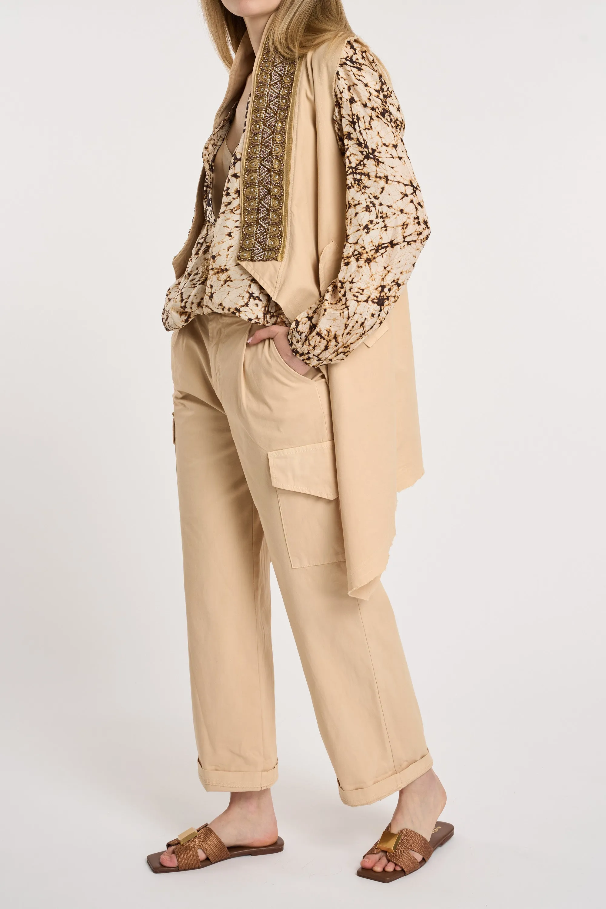 NINA MARS Gilet Lungo con applicazioni 5611