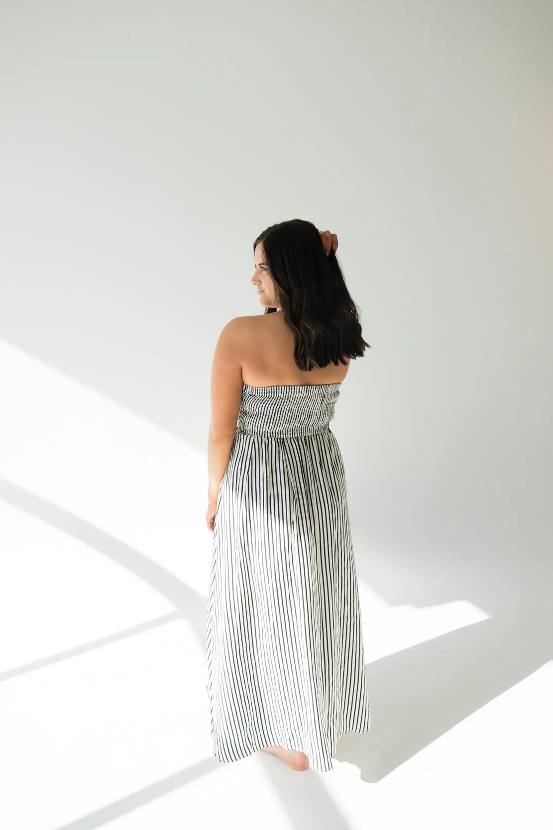 Parker Striped Strapless Maxi Dress | Off White