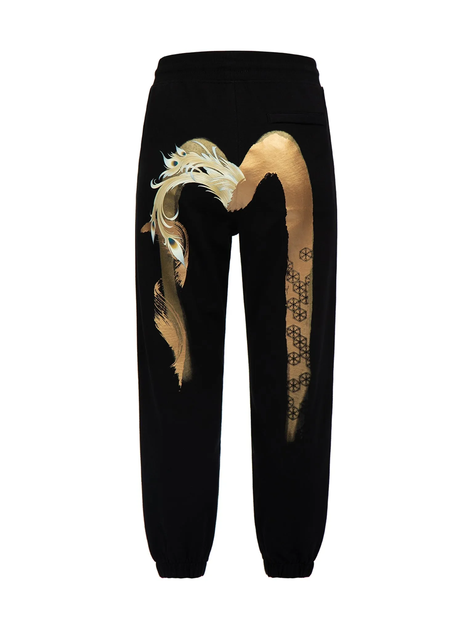 Peacock and Kamon-pattern Daicock Foil-Print Sweatpants