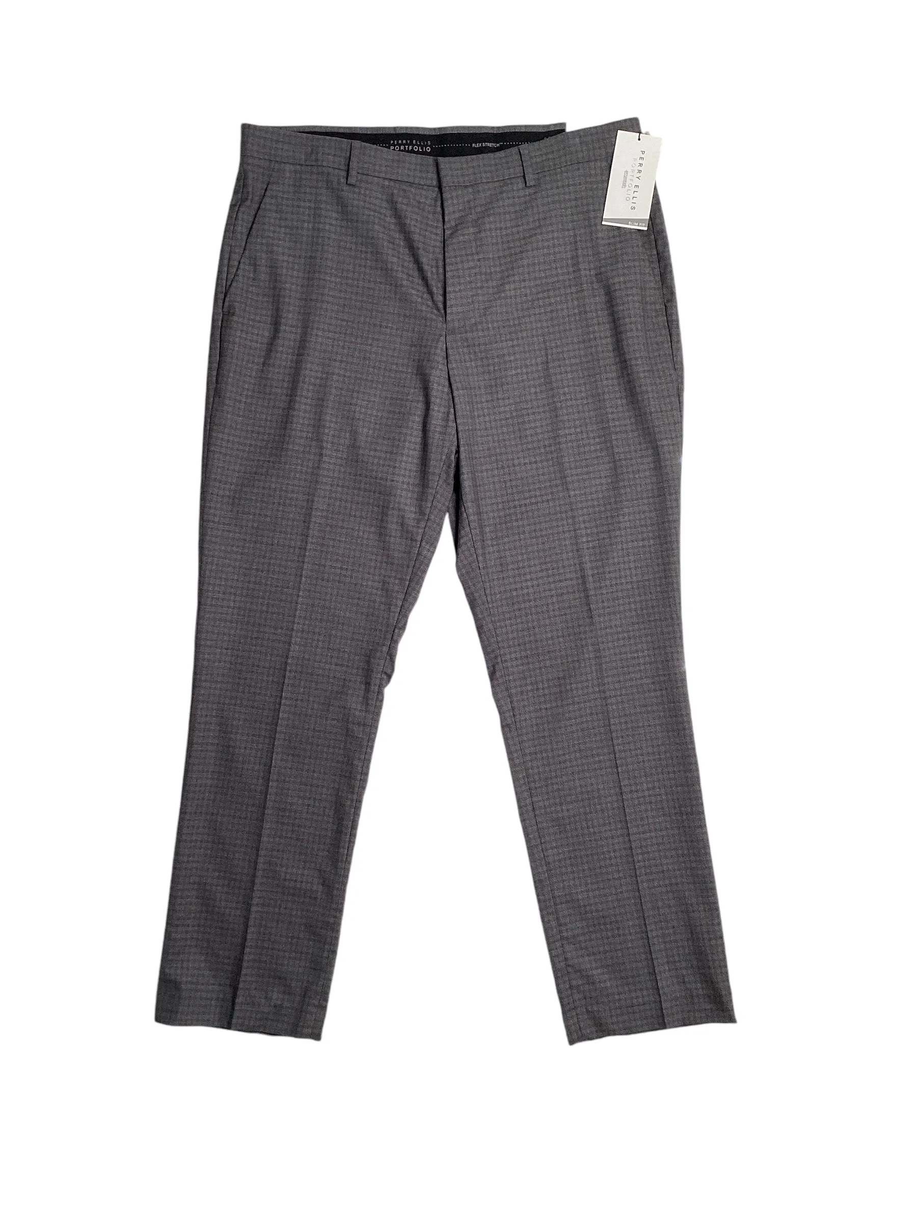Perry Ellis Portfolio Mens Slim Fit Suit Dress Pants Charcoal Grey 38 x 32
