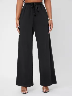Plain Drawstring High Waist Long Womens Sweatpants