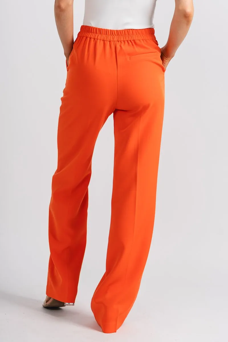 Pleated wide leg pants orange