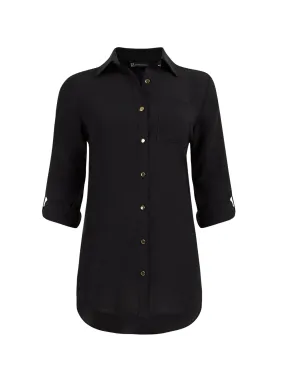 Roll-Tab Sleeve Tunic Top