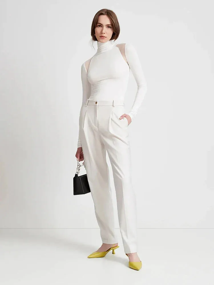 Sexy Mesh Patchwork Turtleneck Bodysuit