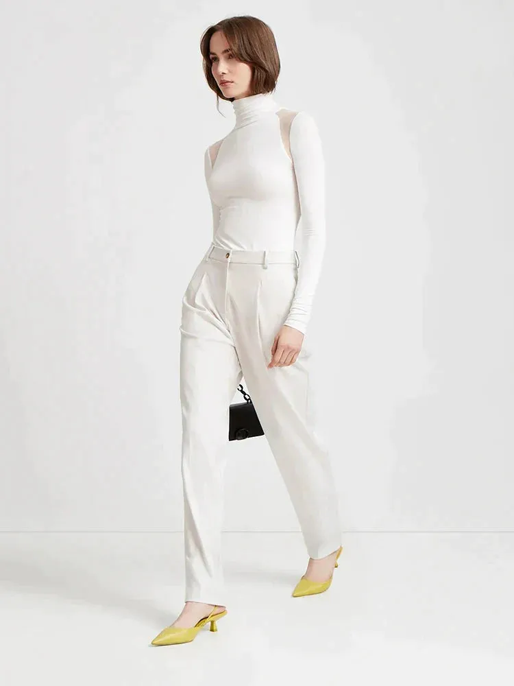 Sexy Mesh Patchwork Turtleneck Bodysuit