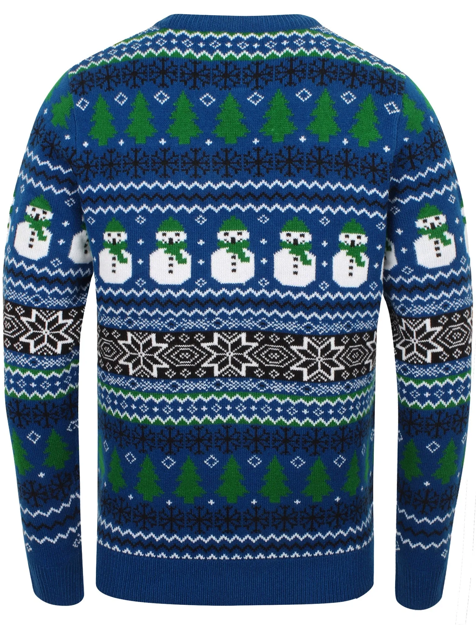 Snow Paper Novelty Christmas Jumper In Sapphire - Season's Greetings