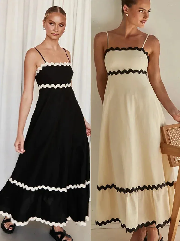 Striped Contrasting Maxi Dress