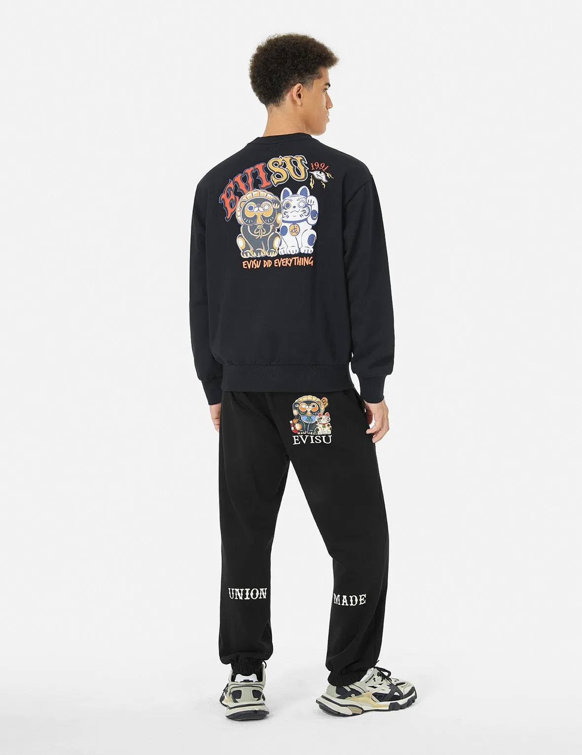Tanuki Print Straight Fit Sweatpants