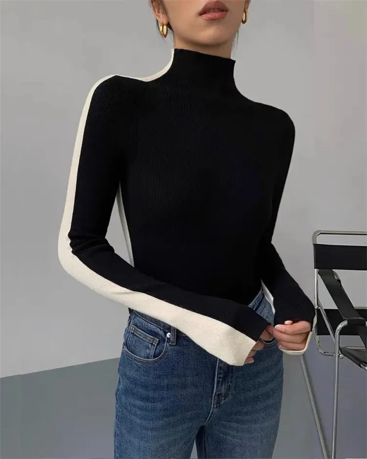 Turtleneck Long Sleeve Soft Women Pullover