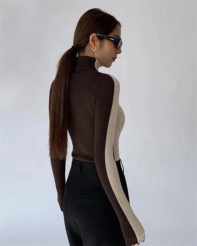 Turtleneck Long Sleeve Soft Women Pullover