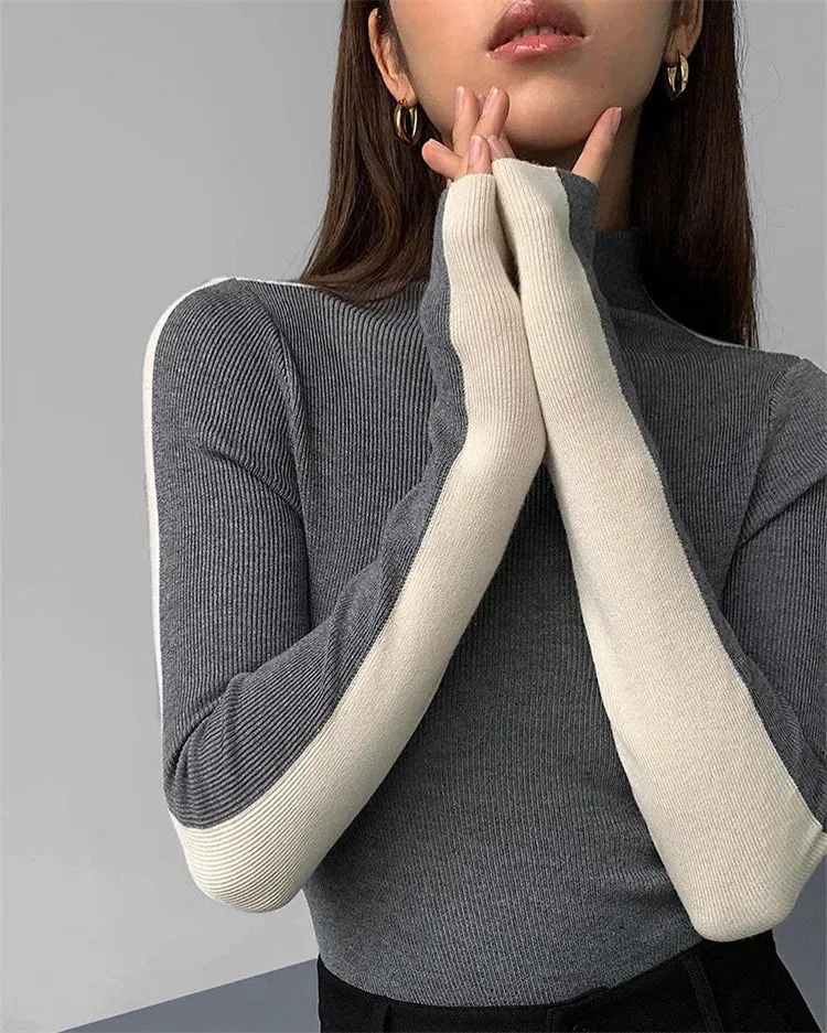 Turtleneck Long Sleeve Soft Women Pullover