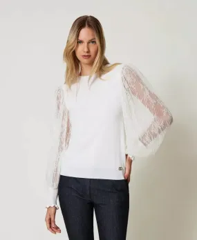Twinset  Top with lace sleeves