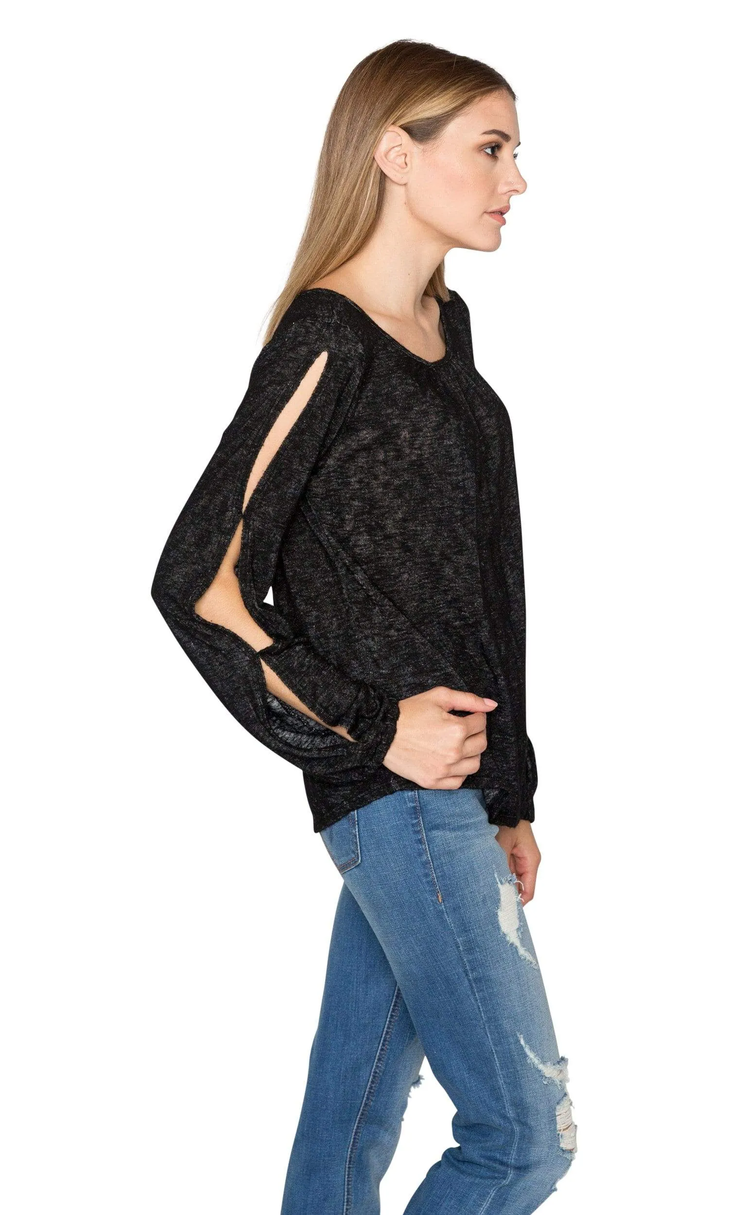 Velvet by Graham & Spencer Bellatrix Slit Sleeve Textured Knit Top