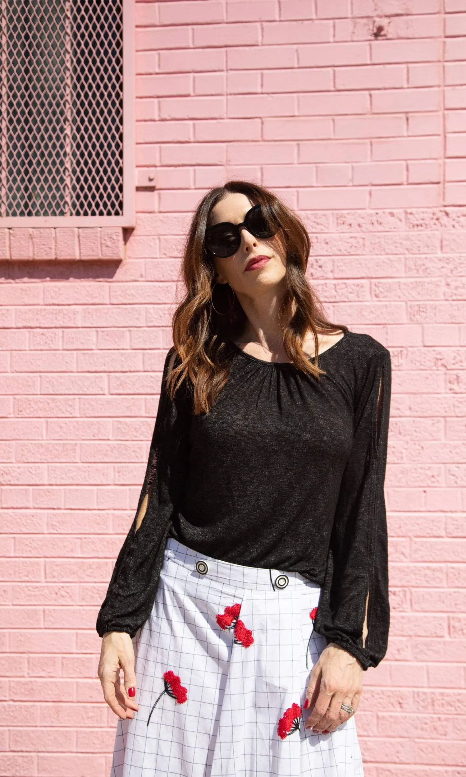 Velvet by Graham & Spencer Bellatrix Slit Sleeve Textured Knit Top