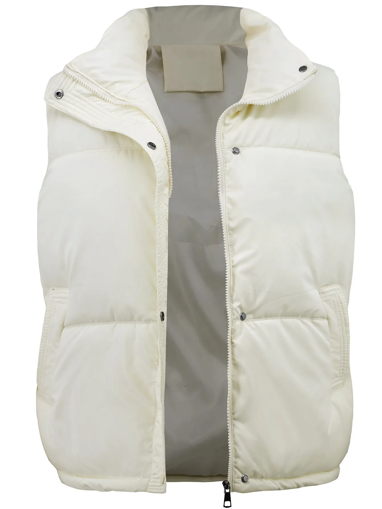 Women Autumn Winter Short Quilted Stand Collar Vest